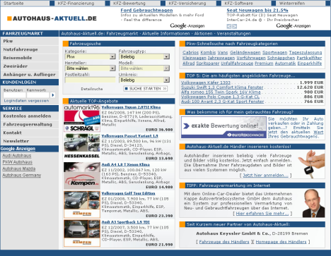 Fahrzeugmarkt im Internet