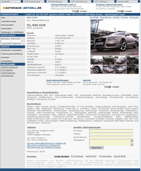 Fahrzeugmarkt im Internet - Detailanzeige